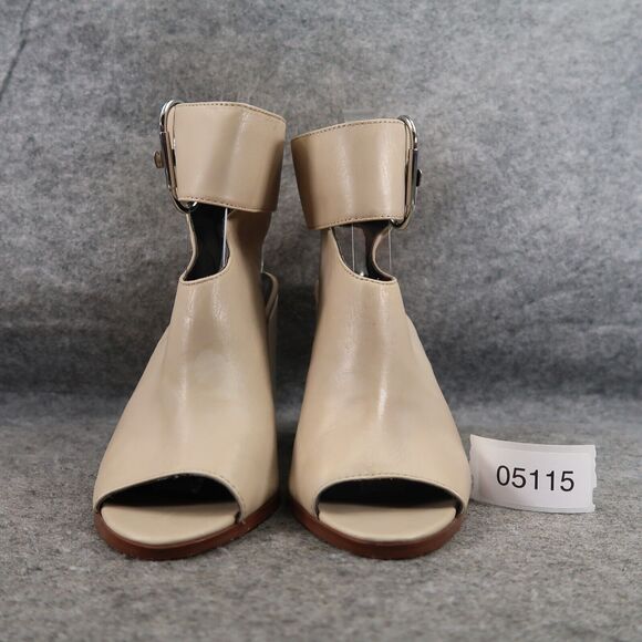 Aldo Shoes Womens 7.5 Pumps Ankle Wrap Buckle Bootie Peep Toe Leather Block Heel - Picture 2 of 16